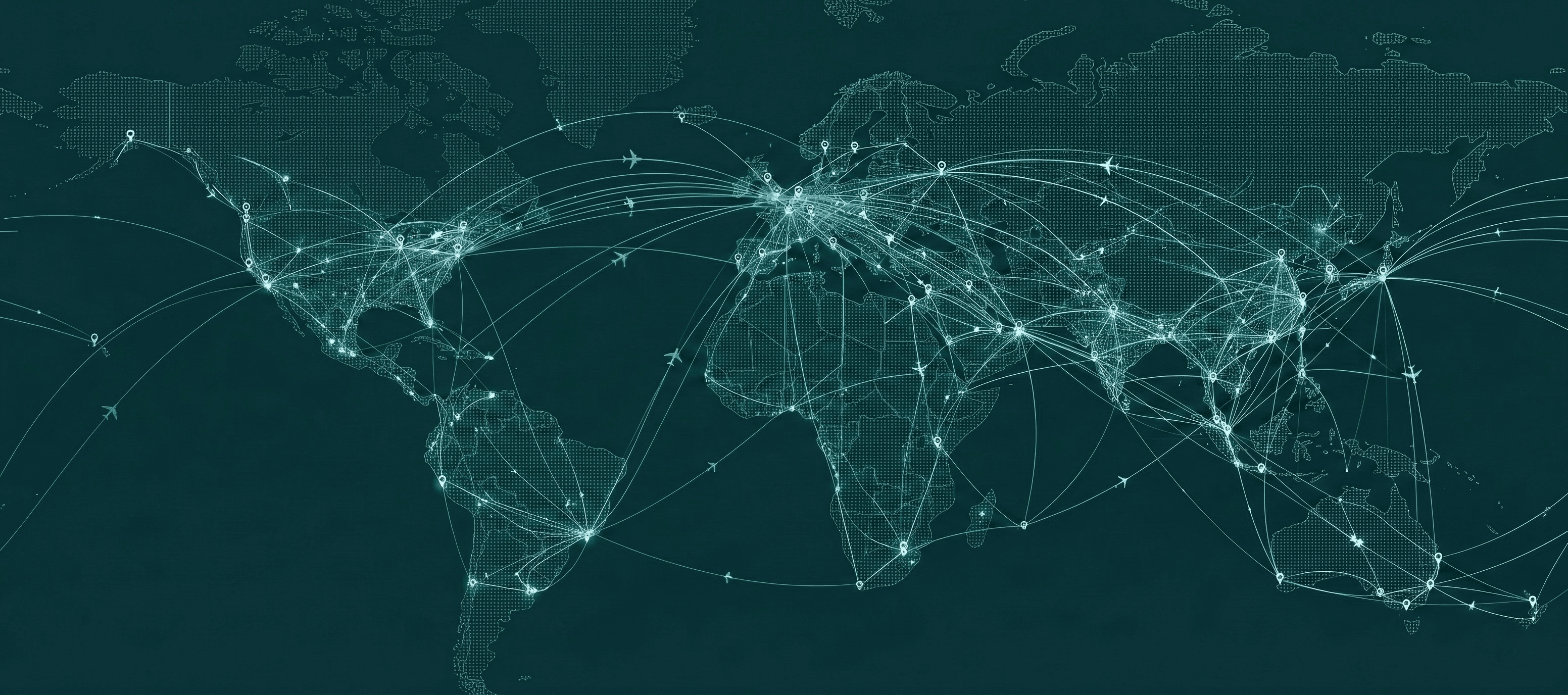 Weltkarte mit Flugrouten — Virtual Interlining